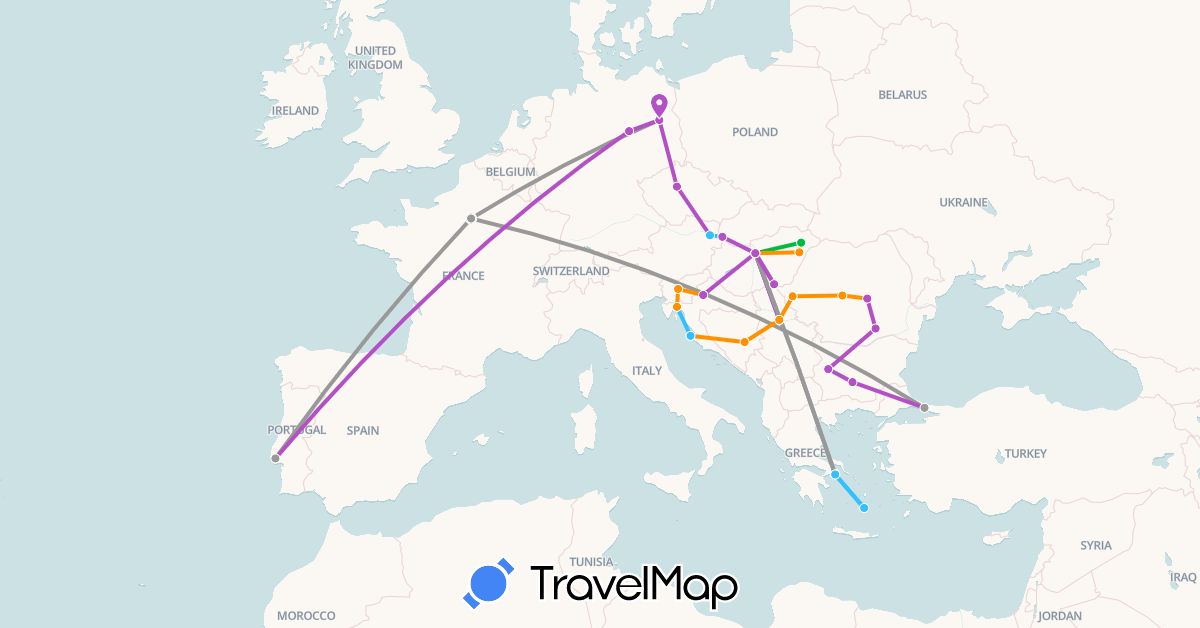 TravelMap itinerary: driving, bus, plane, train, boat, hitchhiking in Bosnia and Herzegovina, Bulgaria, Germany, France, Greece, Croatia, Hungary, Romania, Serbia, Slovenia, Turkey (Asia, Europe)